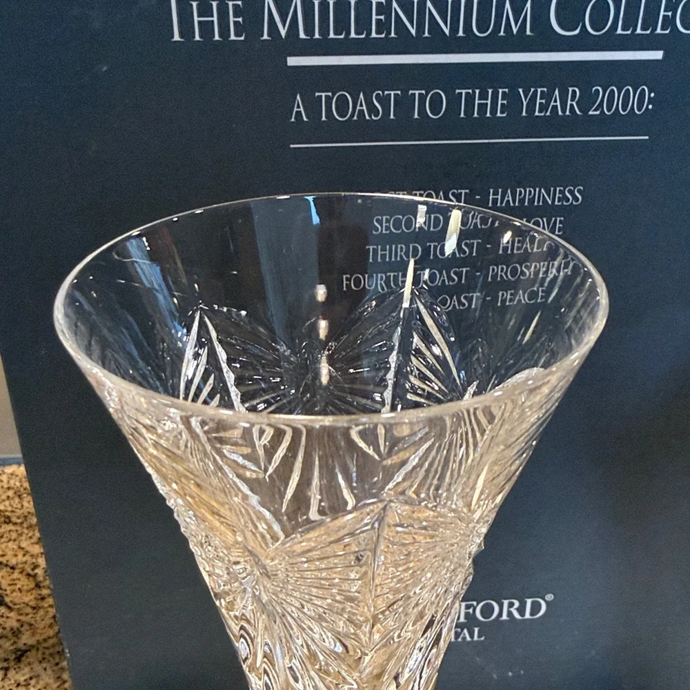 Waterford Crystal Millennium Collection Happiness Toasting Flutes New in Box